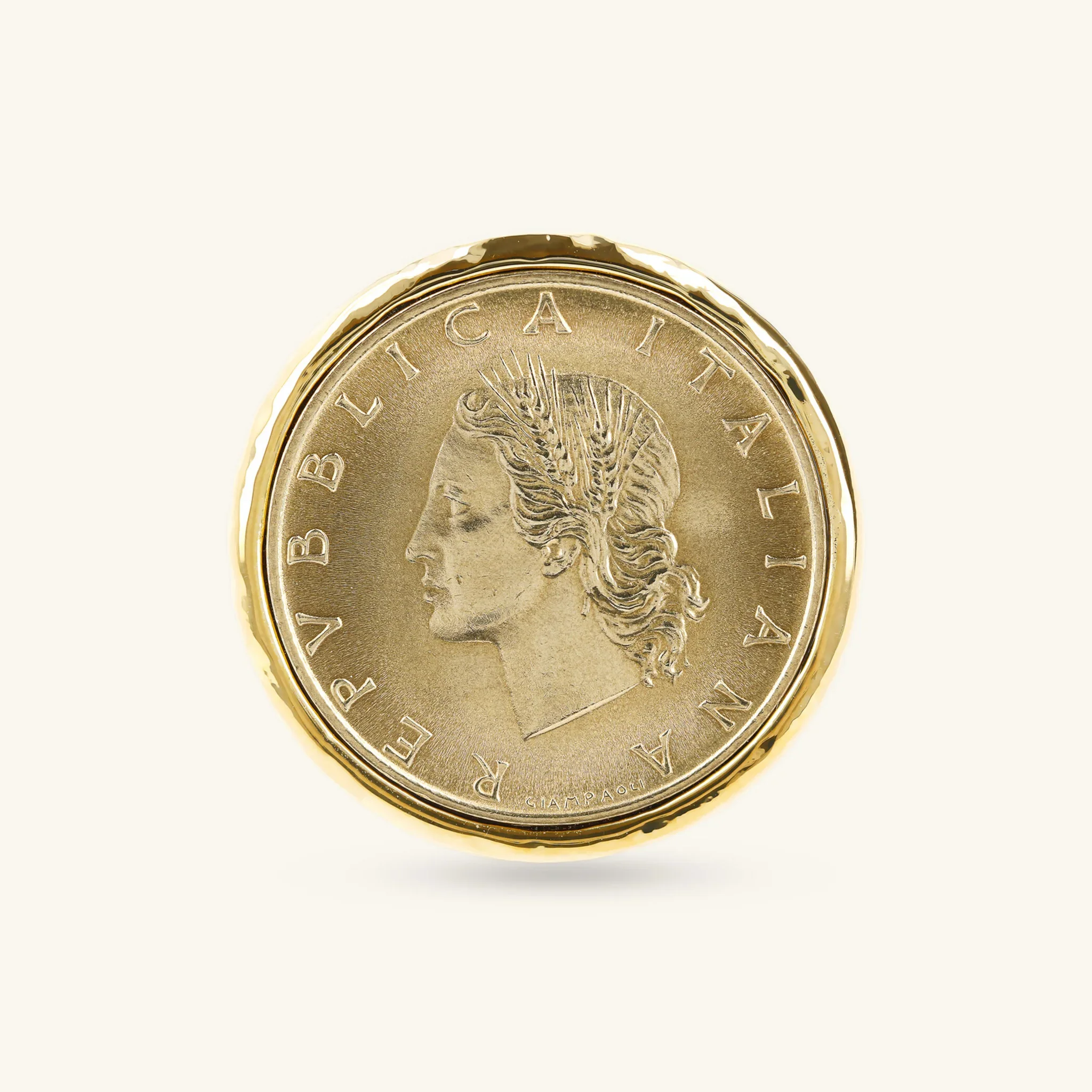 Anello Chevalier Martellato con Moneta Originale - Image 3