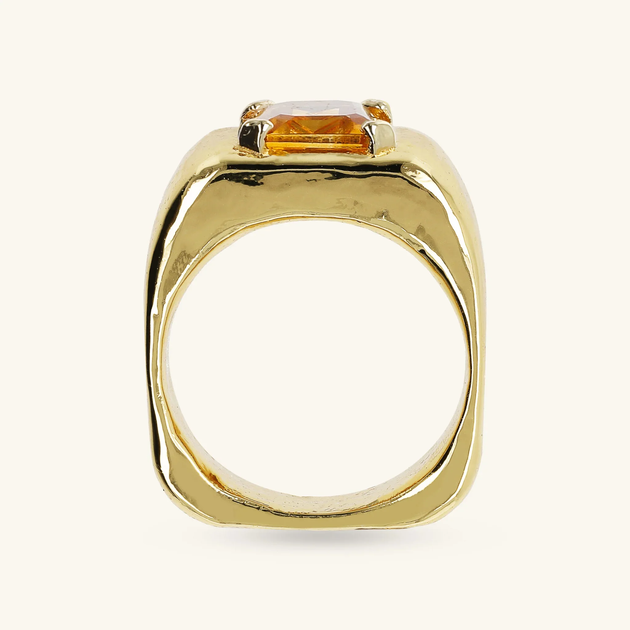 Anello Chevalier Squadrato con Pietra Naturale - Image 3