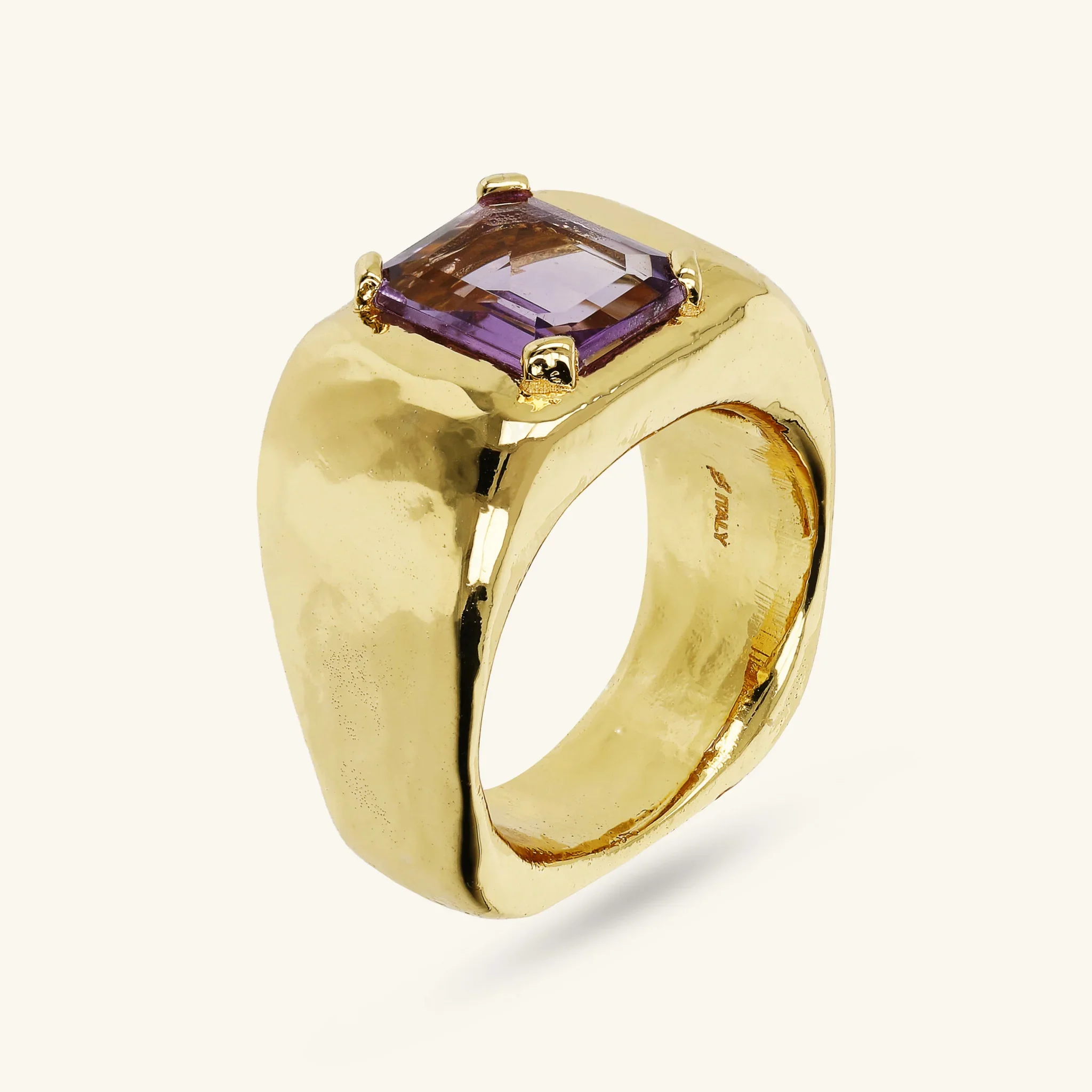 Anello Chevalier Squadrato con Pietra Naturale - Image 6