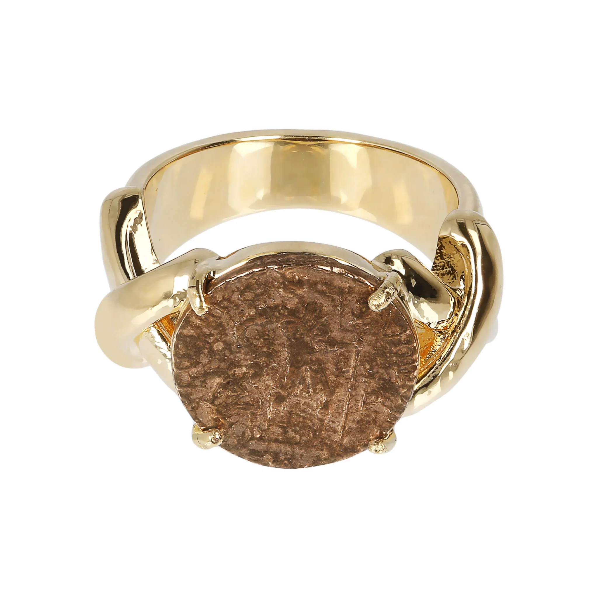 Anello a Fascia con Moneta ed Elementi in Rilievo - Image 3