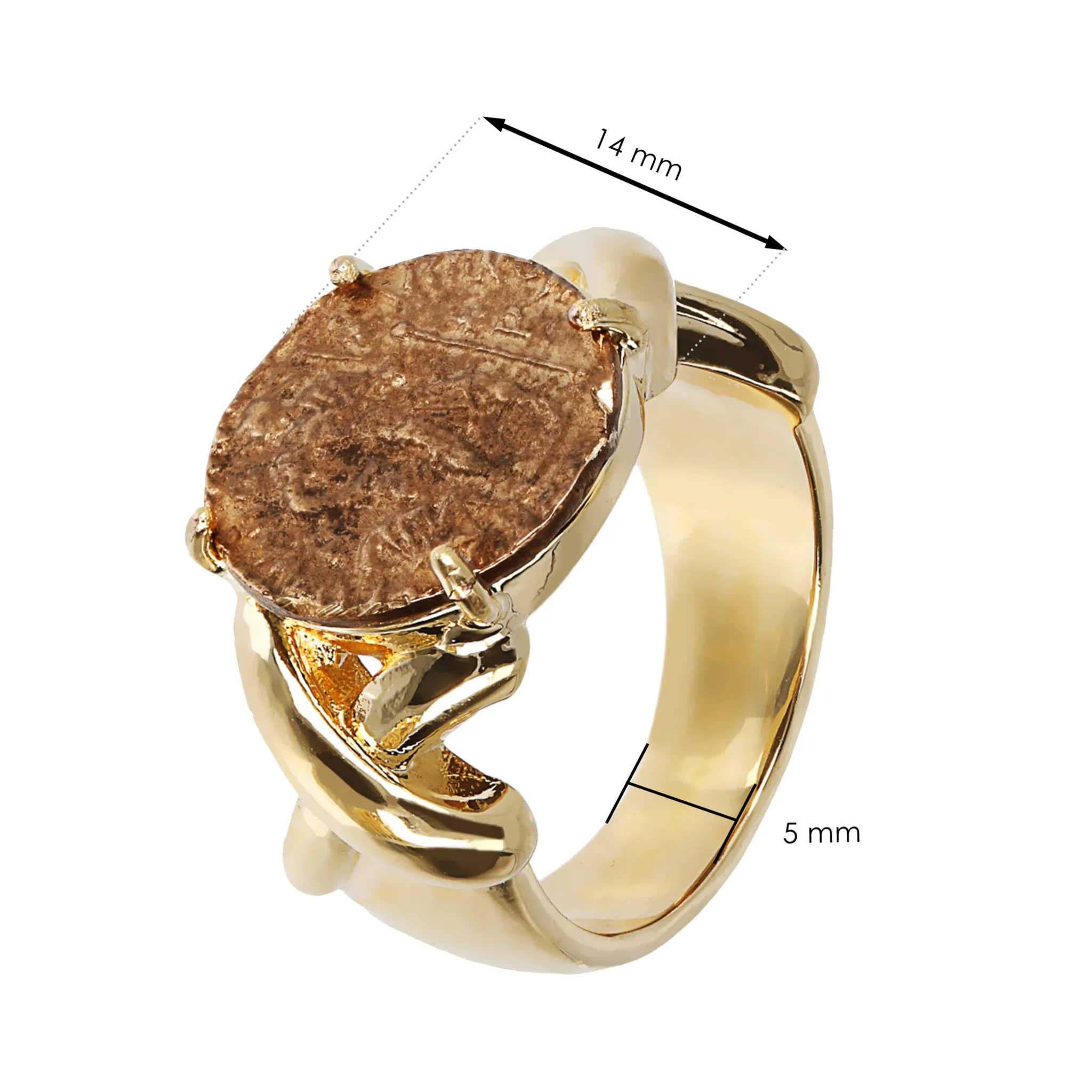 Anello a Fascia con Moneta ed Elementi in Rilievo - Image 4