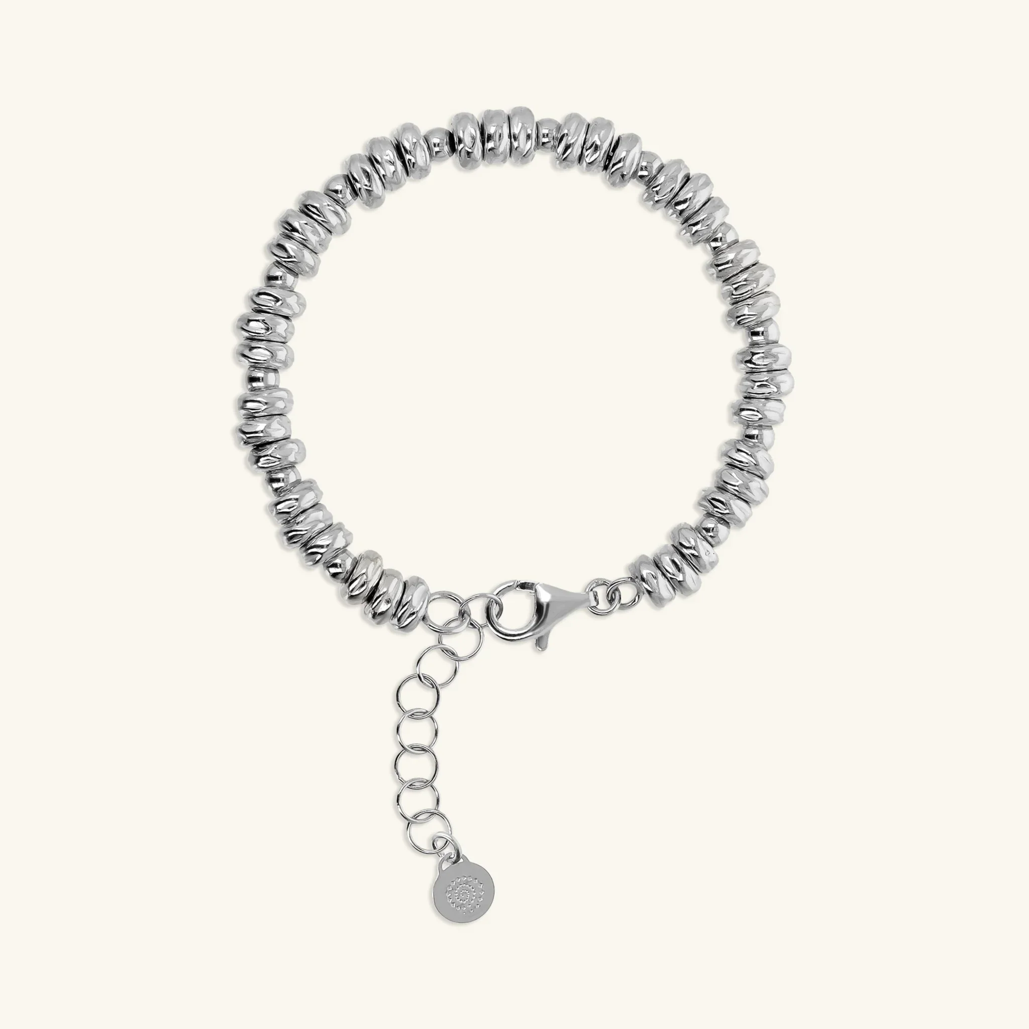 Bracciale con Rondelle Martellate e Sfere Lucide - Image 5