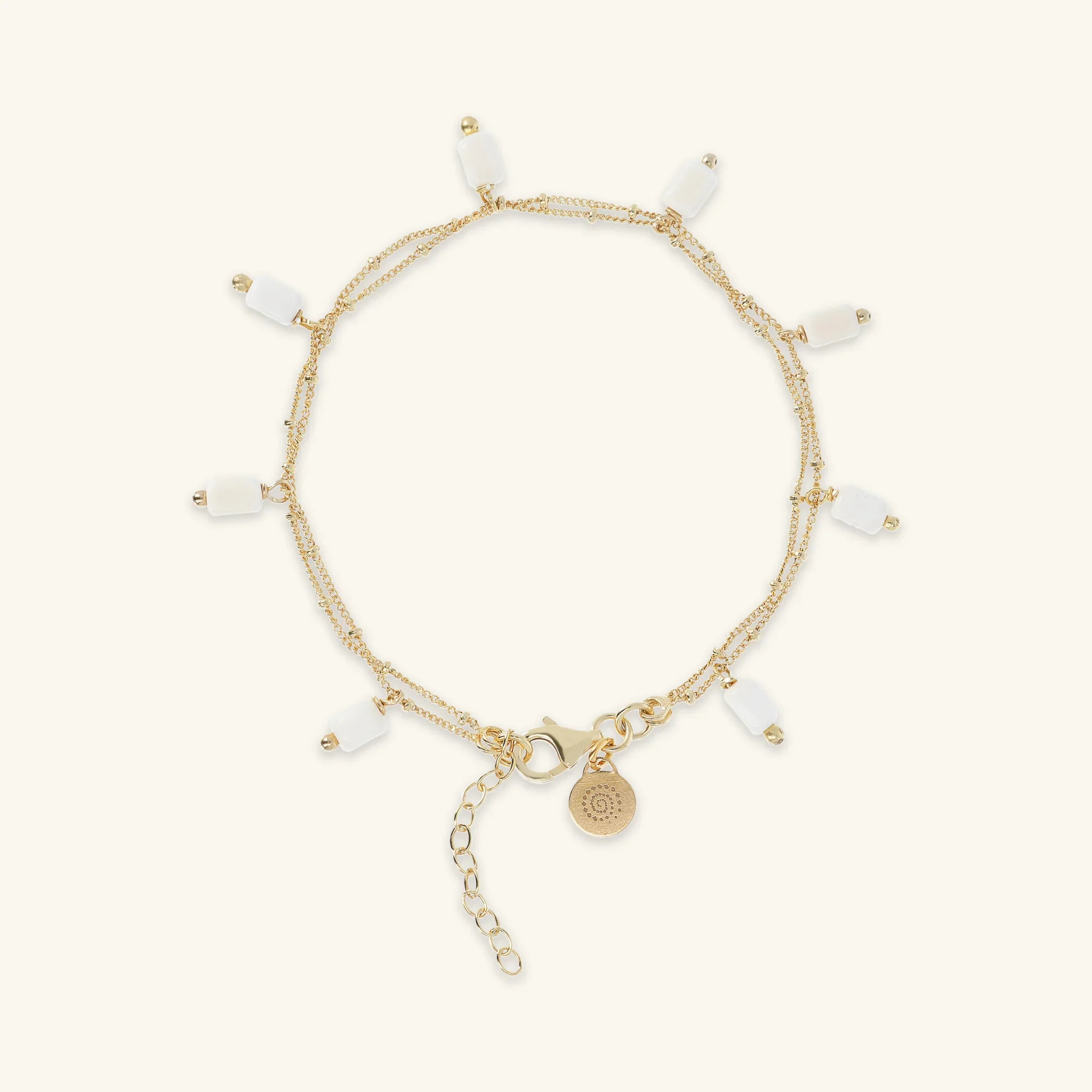 Bracciale Multifilo in Argento 925 Placcato Oro Giallo 18kt con Ciondoli in Pietra Naturale