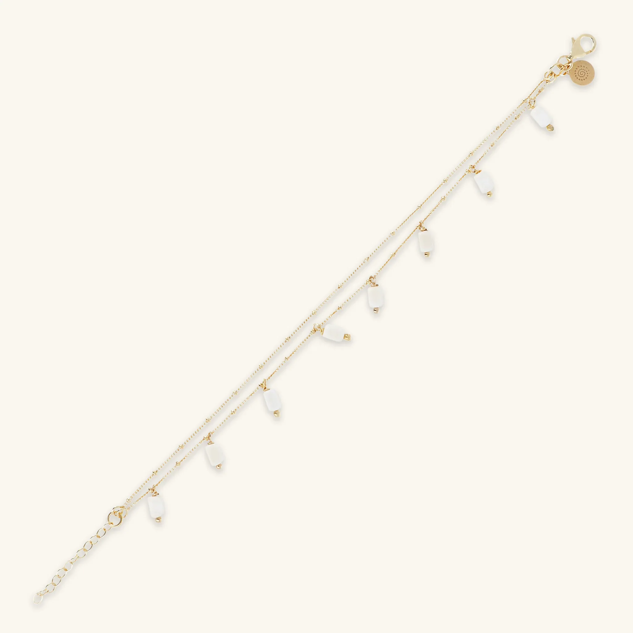 Bracciale Multifilo in Argento 925 Placcato Oro Giallo 18kt con Ciondoli in Pietra Naturale - Image 3