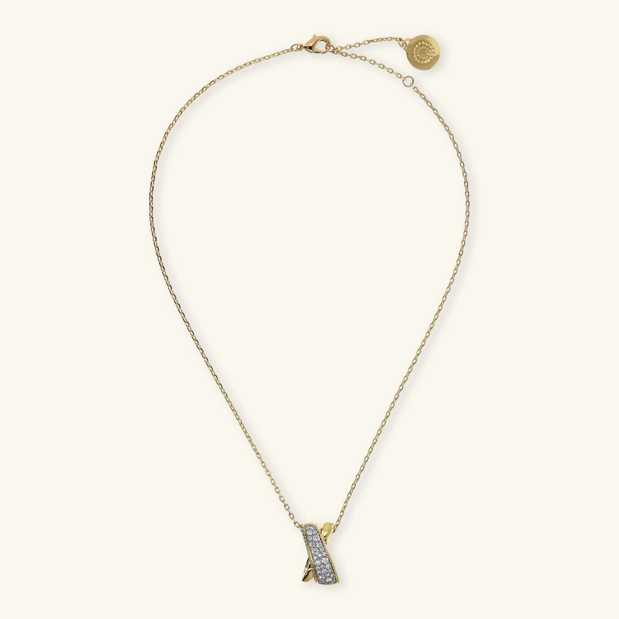 Collana Catena Forzatina con Pendente a Incrocio in Pavé di Cubic Zirconia - Image 3