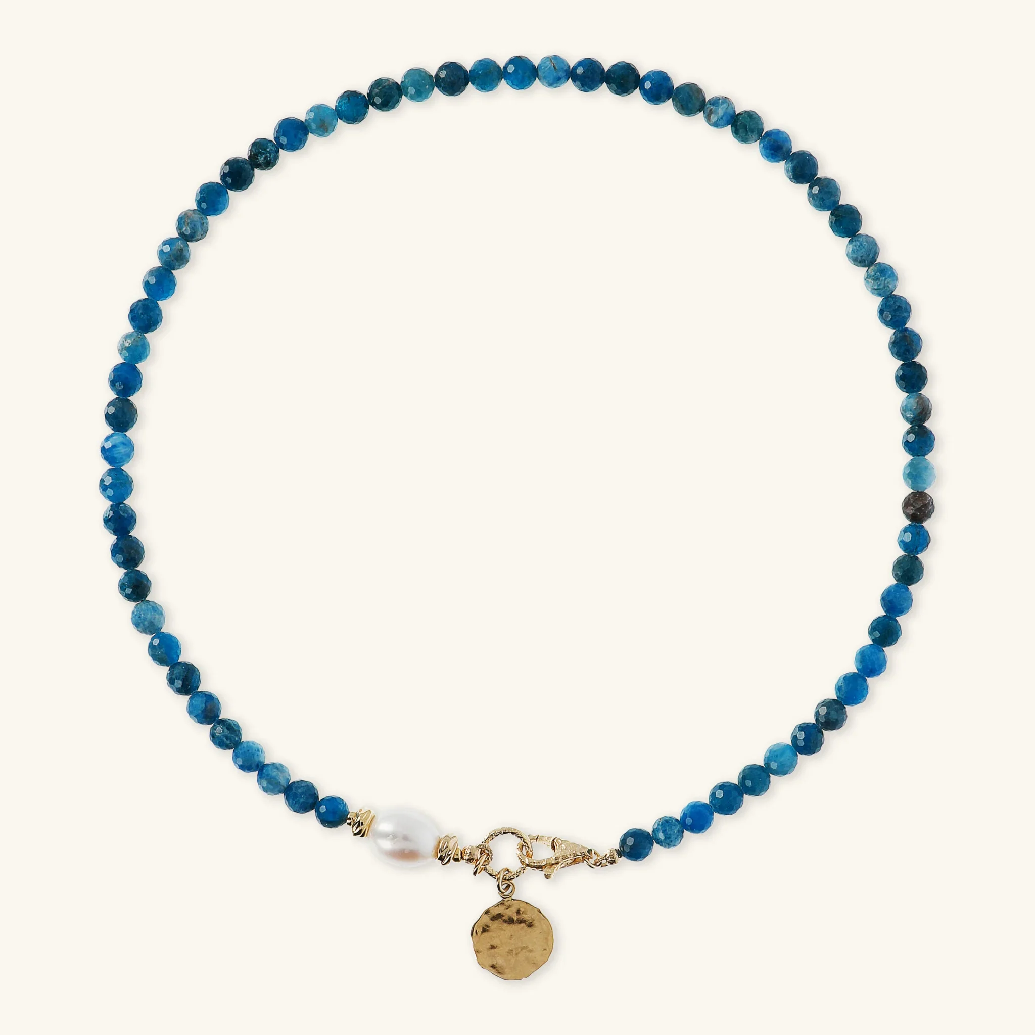 Collana Girocollo con Pietre Naturali Pendente Martellato e Perla Barocca Bianca d'Acqua Dolce Ø 9/10 mm - Image 12