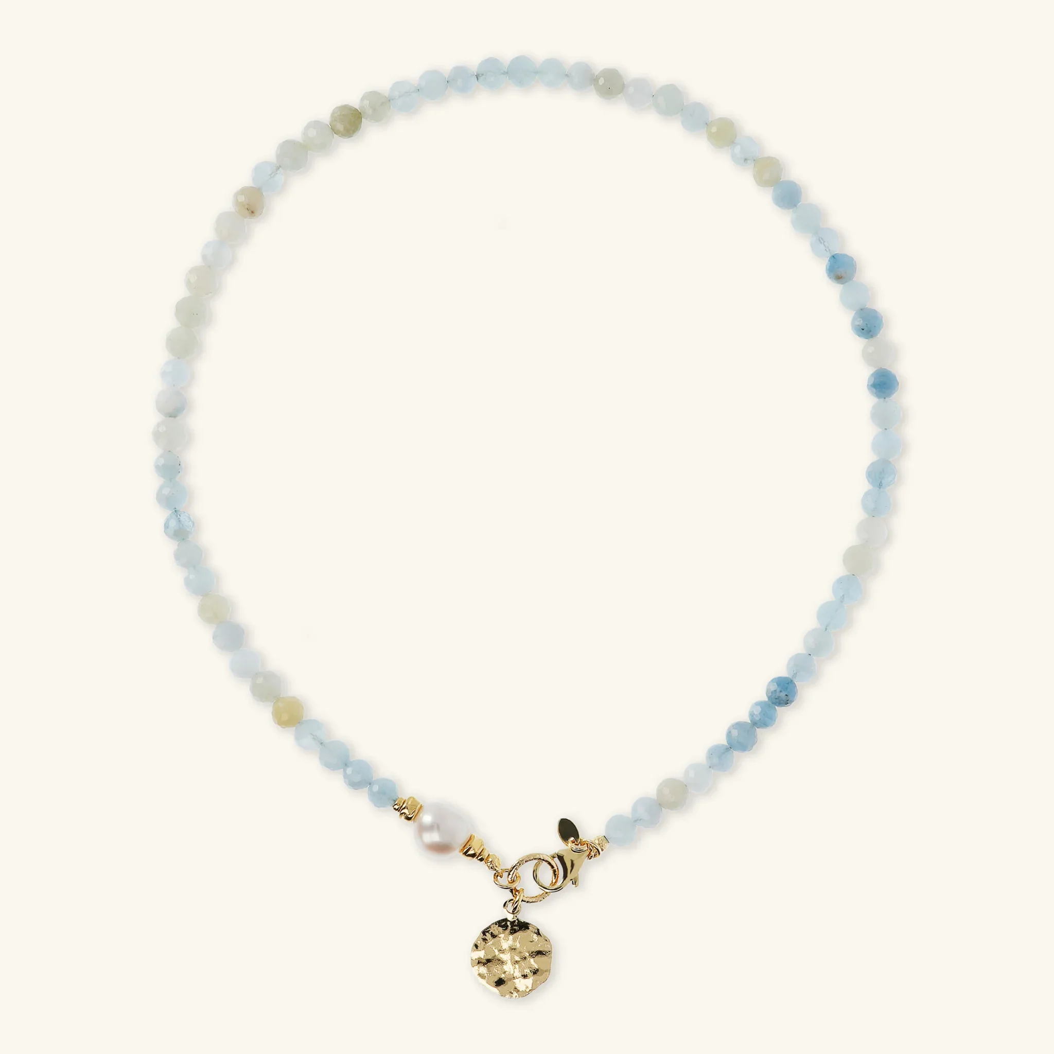Collana Girocollo con Pietre Naturali Pendente Martellato e Perla Barocca Bianca d'Acqua Dolce Ø 9/10 mm - Image 16