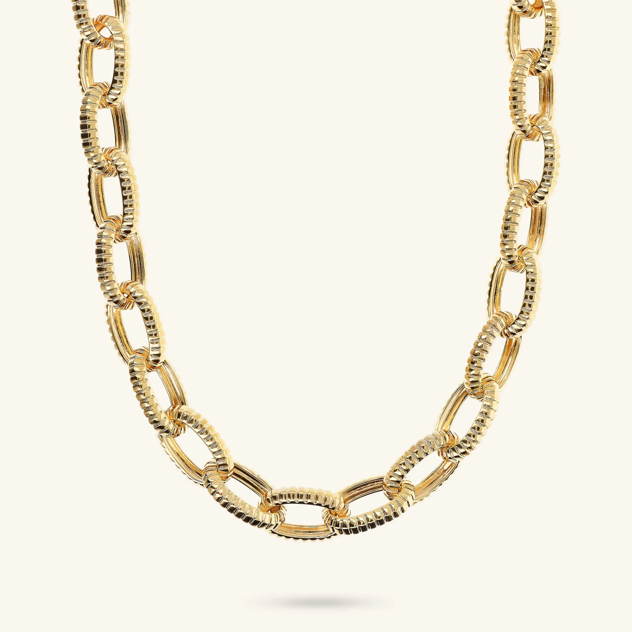 Collana Girocollo Maglie Ovali Texture Rigata