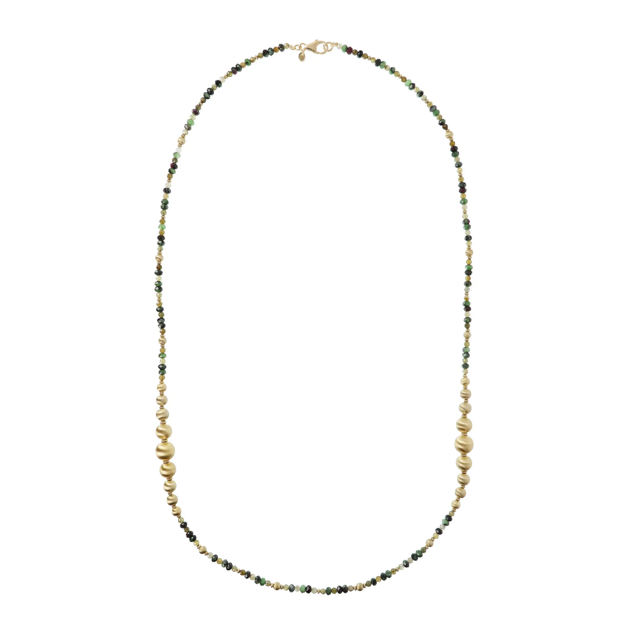 Collana Lunga con Sfere Satinate e Pietre Naturali - Image 3