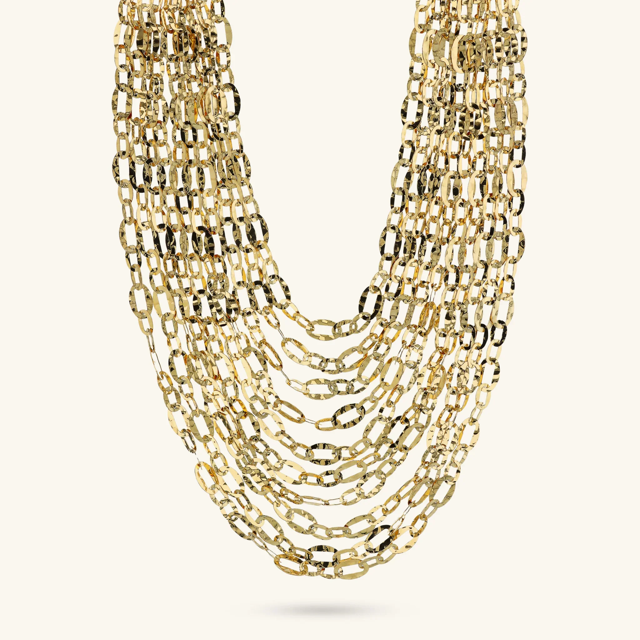 Collana Multifilo Graduata Catena Ovale Martellata