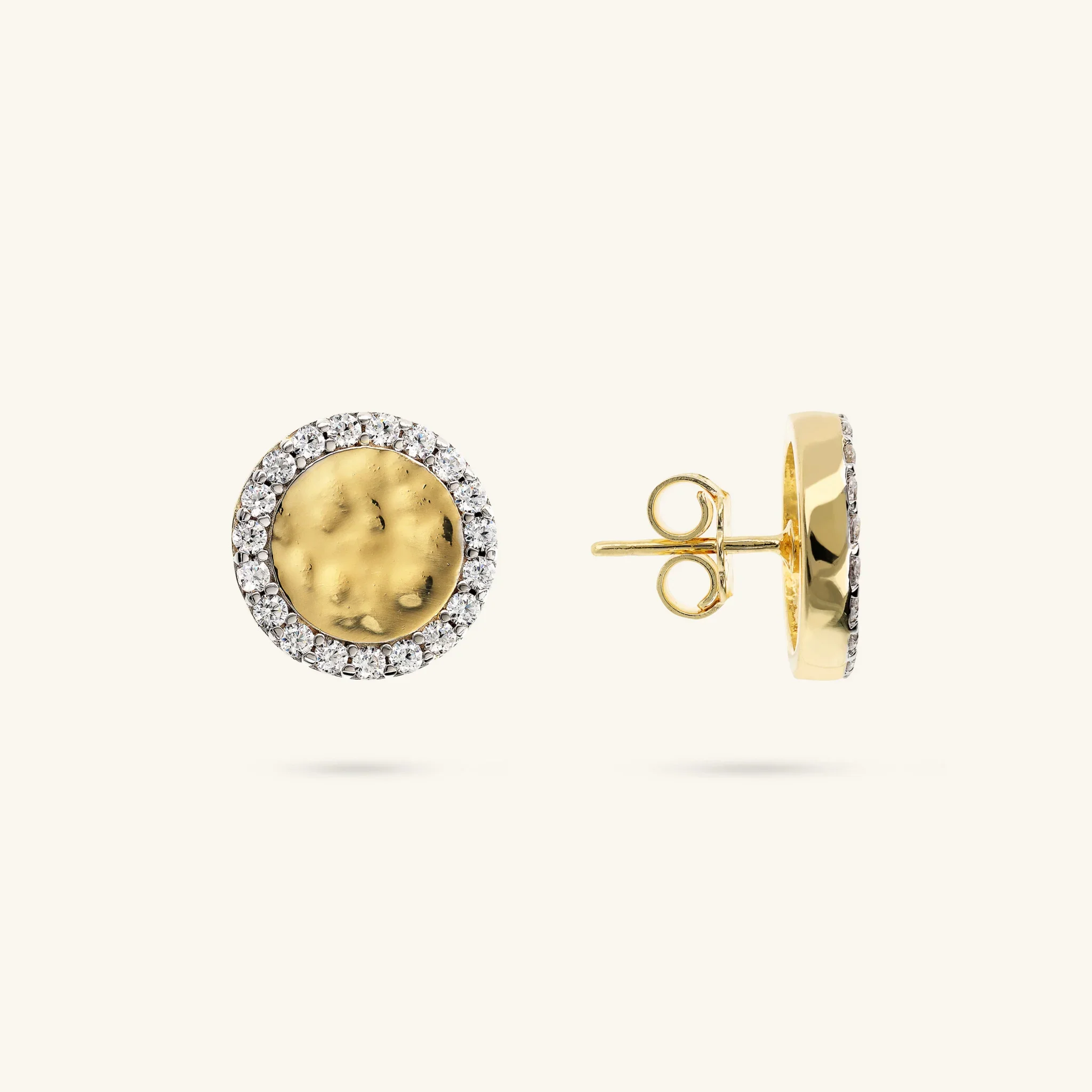 Orecchini Eclissi Dorata in Argento 925 placcato Oro Giallo 18kt con Pavé di Cubic Zirconia - Image 3