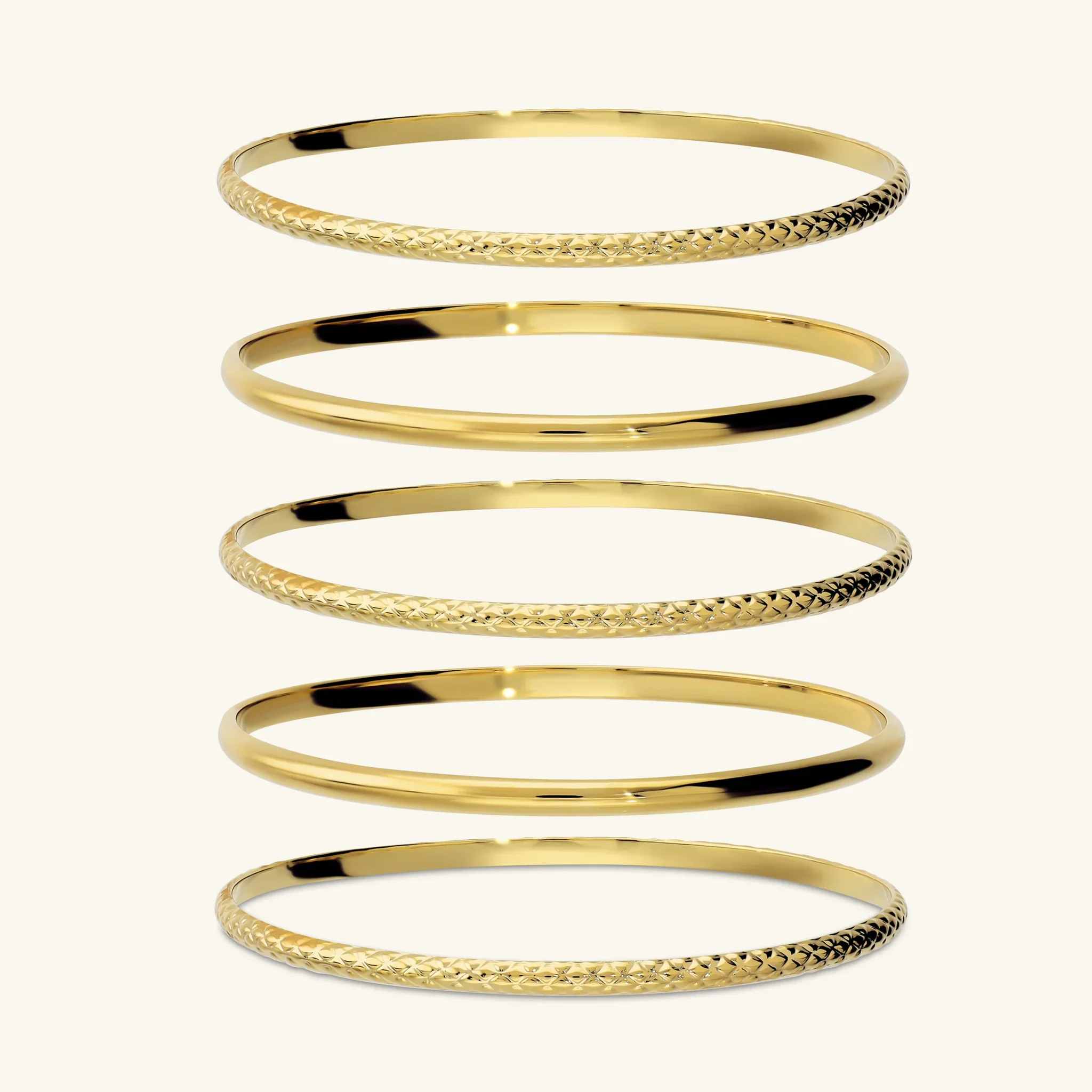 Set 5 Bangle Lucidi e Martellati