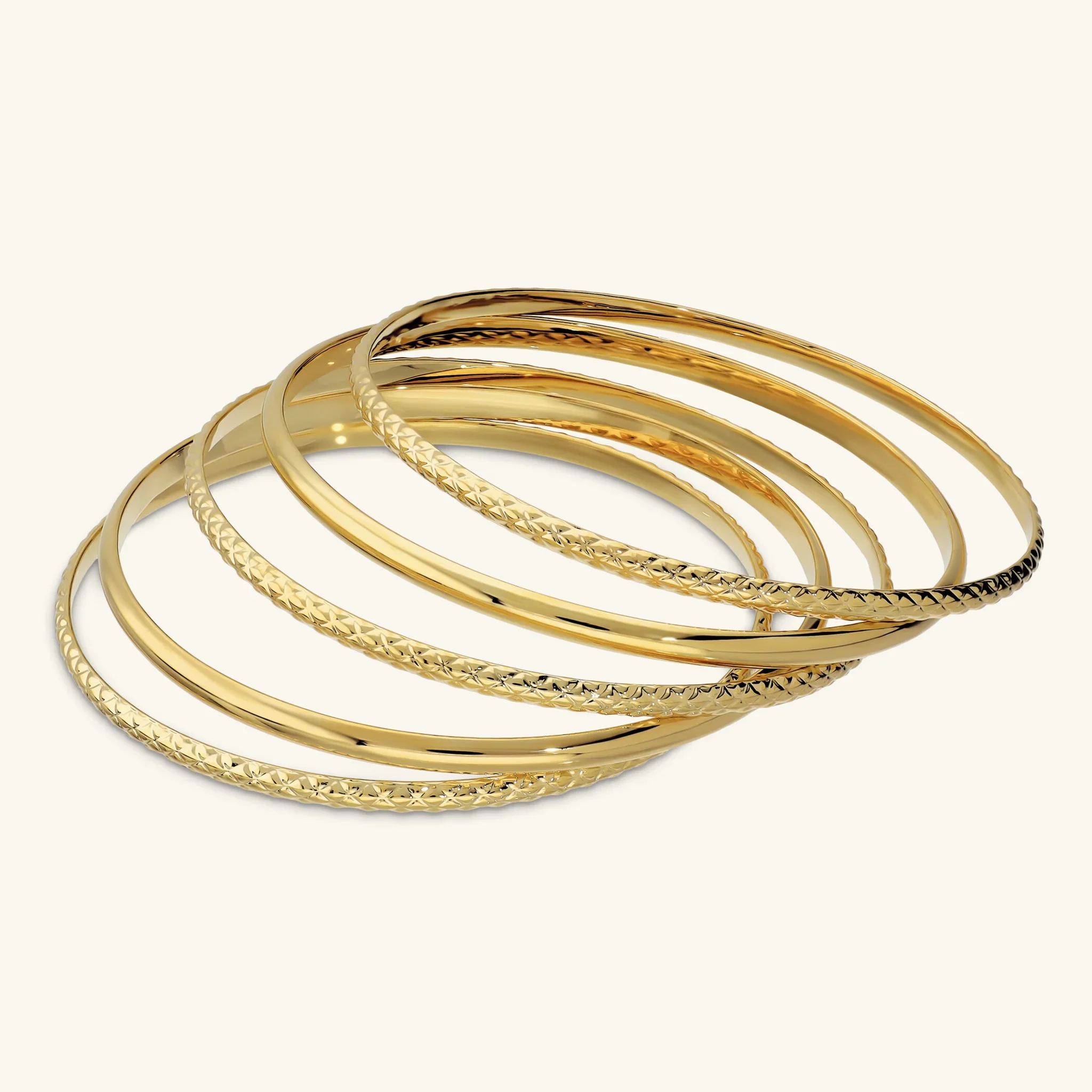 Set 5 Bangle Lucidi e Martellati - Image 3